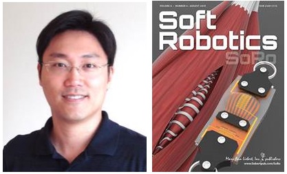 (왼쪽부터) 서울대 기계항공공학부 박용래 교수, ‘소프트 로보틱스(Soft Robotics)’ 표지