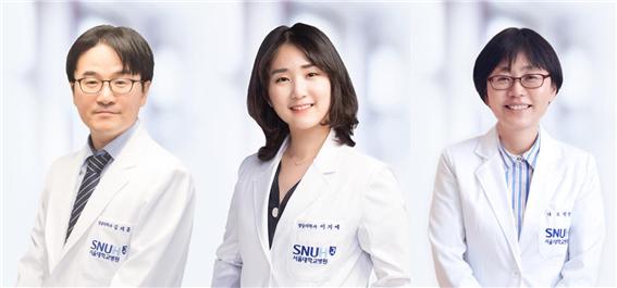 (왼쪽부터] 영상의학과 김지훈, 이지예 교수, 내분비대사내과 박영주 교수